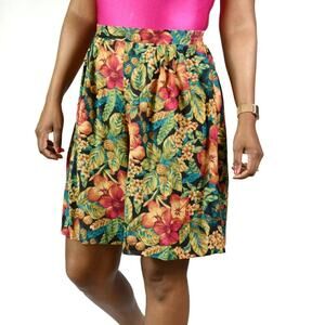Sag Harbor Vintage Tropical Floral Bermuda Shorts Green Mom Elastic Waist Small